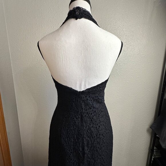 Banana Republic Womens Sz 4 Babydoll Midi Dress Black Lace Halter Fairy Grudge - Picture 12 of 16